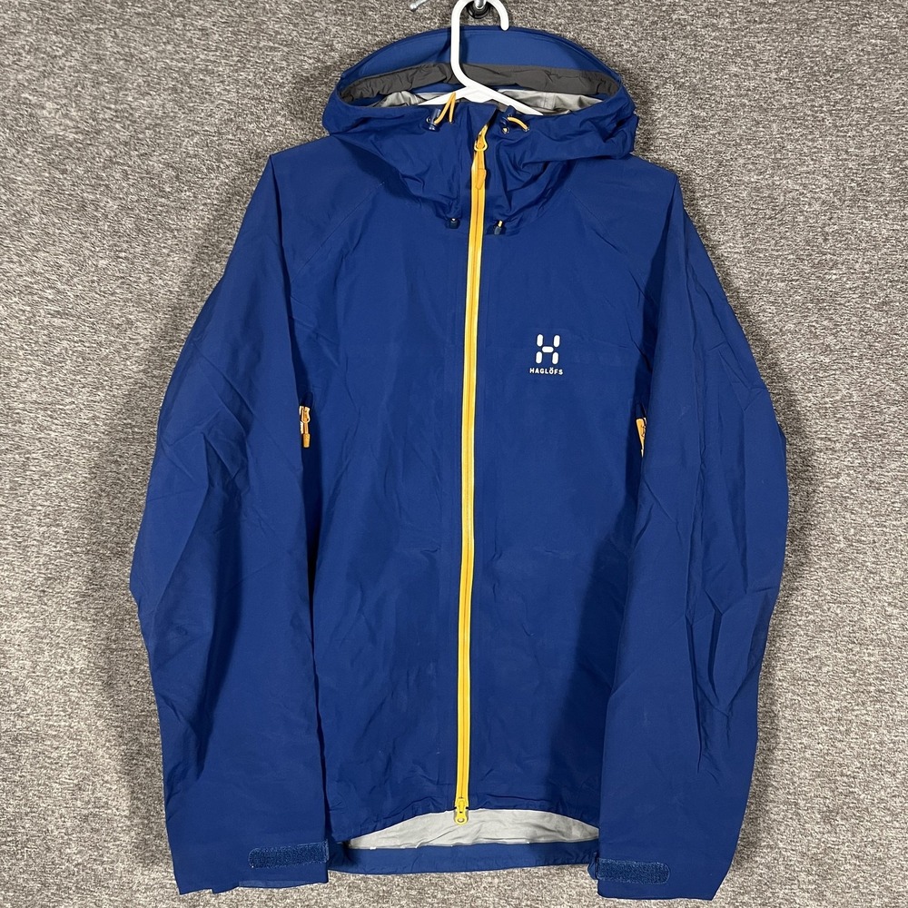Haglöfs Roc Spirit Jacket Mens Large Blue Gore-Tex Hooded‎ Rain Shell Hiking